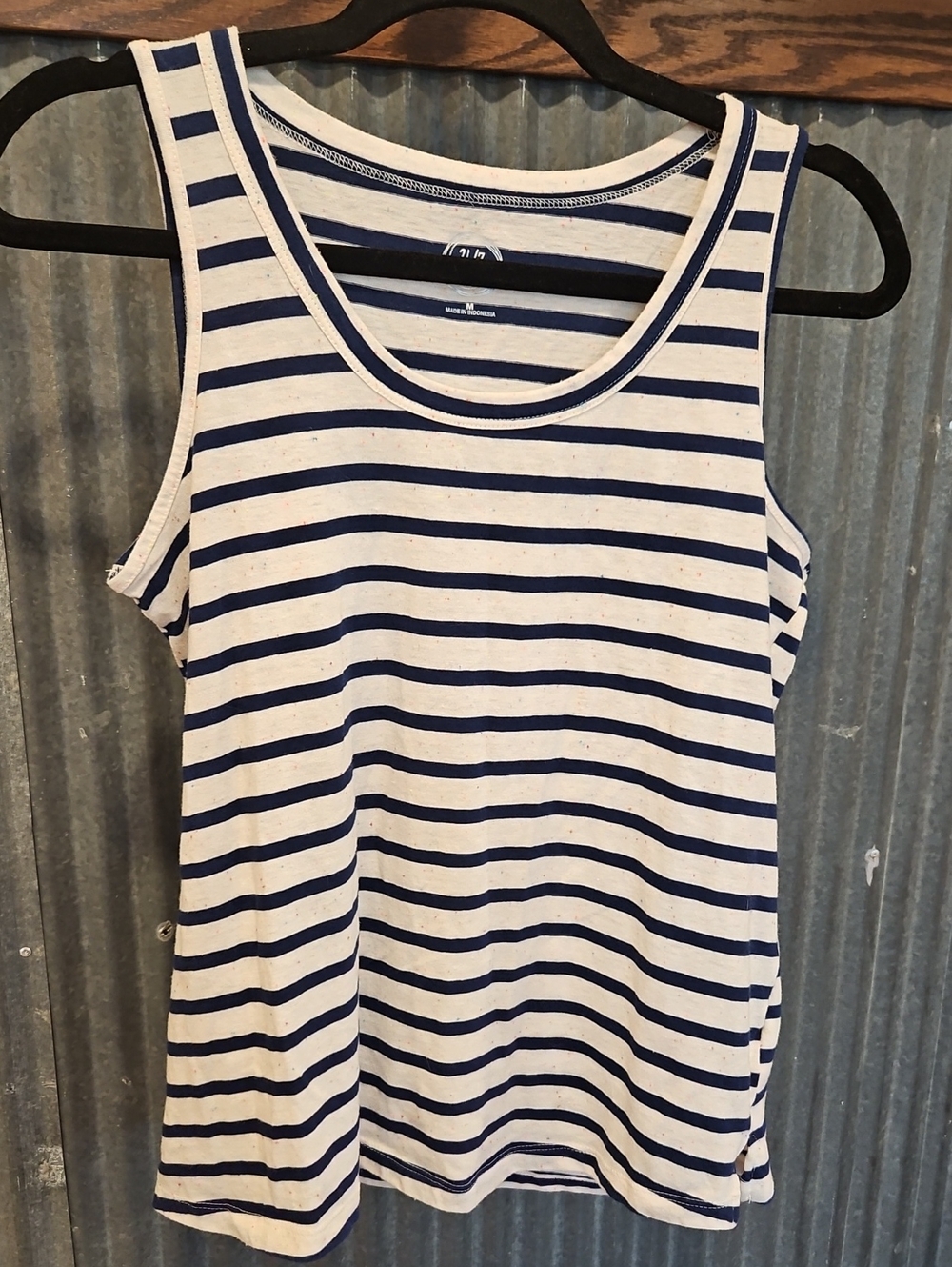 Women’s Navy & Cream Striped Scoop Neck Tank Top